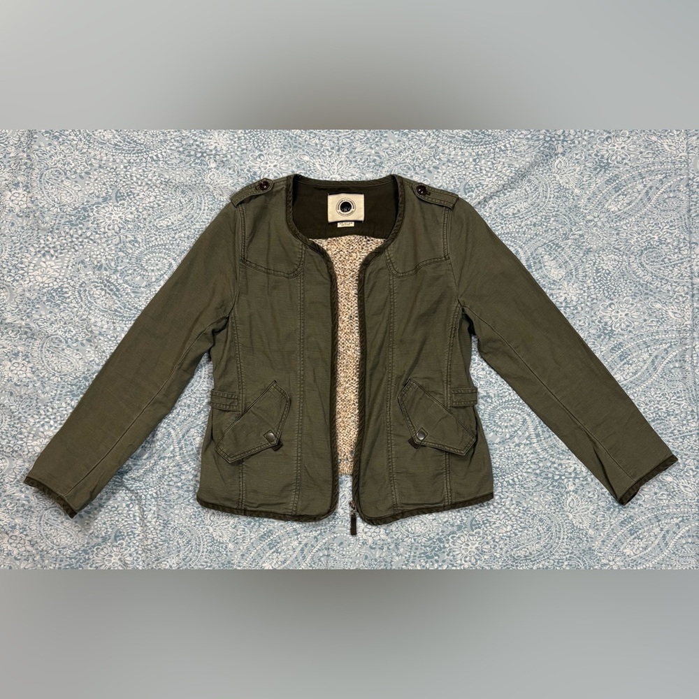 DL Olive Utility Jacket with Button Details